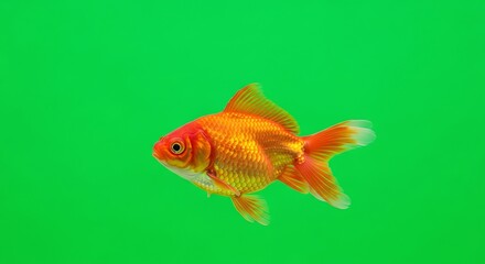 Fototapeta premium Goldfish on Green Screen for Digital Design Projects