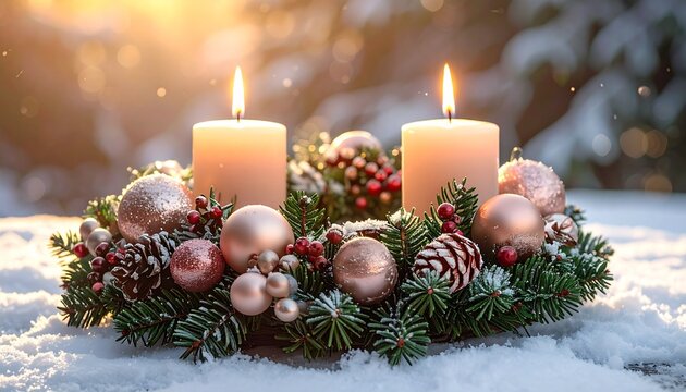 2nd Advent Wreath. Christmas decoration with candles