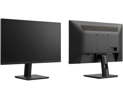 Sleek professional black computer monitors showcasing modern tech design and connectivity options for business productivity