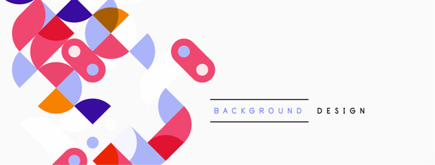 Abstract colorful overlapping shapes create modern background. Minimalist design with vibrant hues, suitable for digital projects.