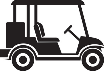Golf cart silhouette icon isolated on transparent background, electric transport vehicle symbol, side view vector illustrations, isolated simple flat design.