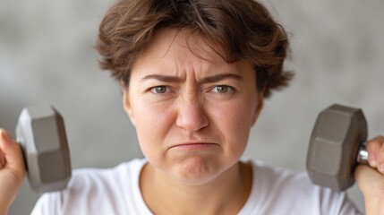 Woman lifting dumbbells