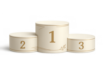 Winner's podium showing first, second, and third places, celebrating achievement and success on a transparent background