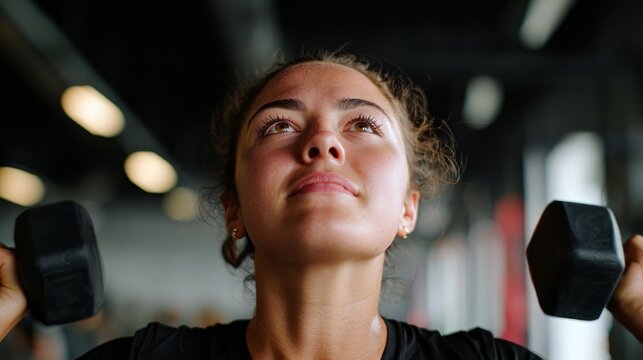 Woman lifting weights in gym