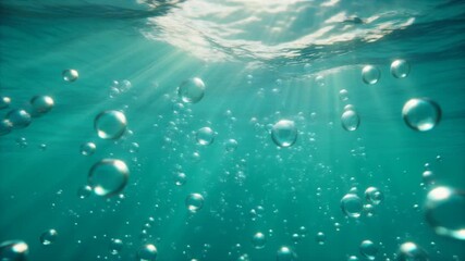 Serene underwater bubbles rising through sunlight creating dreamy peaceful ambience in soft motion visual story