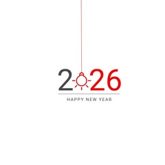 2026 New Year typography design concept. Stylish and colorful cover design celebrating Happy New Year 2026, perfect for banners, posters, greeting cards, and festive promotions.