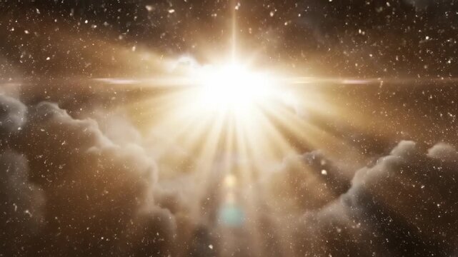 Dramatic Light Rays Breaking Through Dark Storm Clouds at Dusk