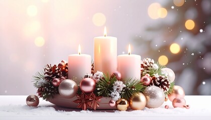 3rd Advent Wreath. Christmas decoration with candles