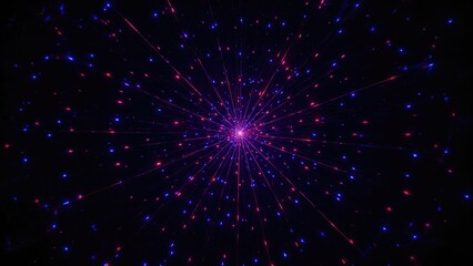 Fototapeta premium Light lines of communication and connection radiate from a central point in a dark space, representing connectivity and technological networks.