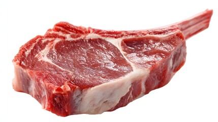 Single raw rack cut of meat isolated on a white background