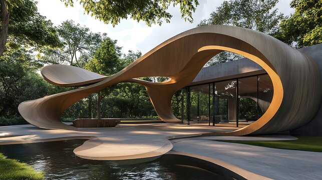 Old stone architecture of a bridge over a river with reflection in the water, surrounded by trees in a park landscape