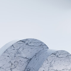 3D Minimalist Luxury White Marble Curved Geometric Background for Product Display