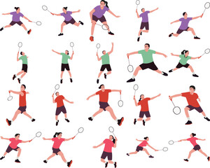 Badminton player in action with racket athlete sport