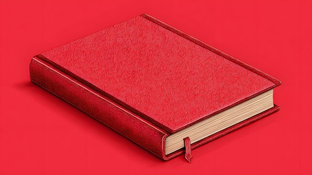 Closed, textured red hardcover book rests upon a vibrant crimson background.