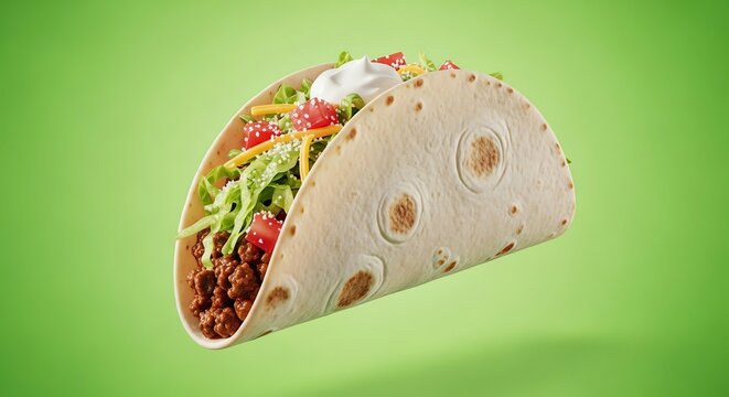 Taco on Green Screen for Food Advertising