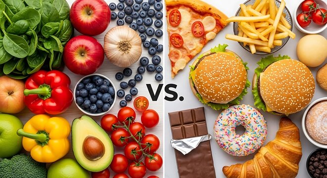 Healthy food versus unhealthy food choice diet comparison