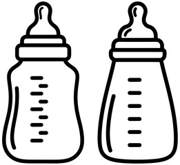 Two baby feeding bottles with measurement markings, essential items for infant nutrition and care