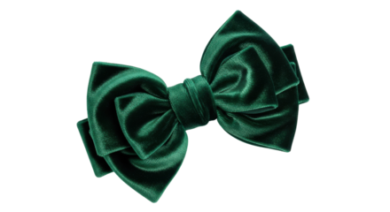 Emerald green velvet bow tie isolated PNG, elegant formal wear accessory for special occasions and holiday celebrations on transparent background