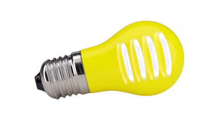 Yellow light bulb energy efficient isolated on transparency background modern design reflective surface home lighting creative idea bright innovation cheerful mood