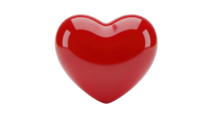 Shiny red heart isolated PNG, love symbol for Valentine s Day and romantic designs on transparent background