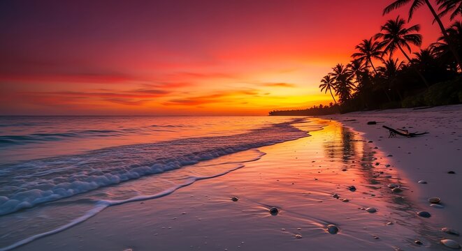 Tropical Beach Sunset for Travel Promotions