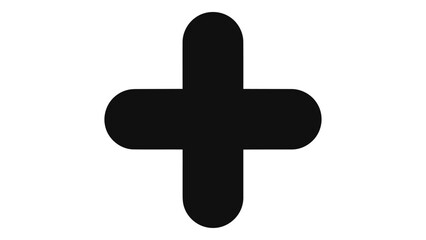 Fototapeta premium Black plus sign symbol icon representing addition, positivity, and helpful action on a clean white background