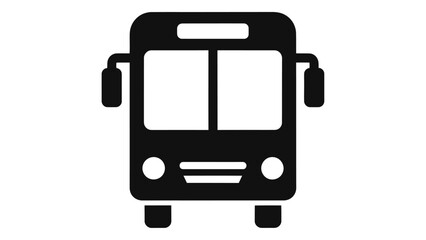 Front view silhouette of a public transportation bus, ideal for travel, commute, and city mobility service concepts.