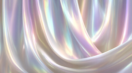 Vibrant Iridescent Champagne Pearl Metallic Aurora Bands Creating a Colorful Dreamlike Background for Artistic and Creative Projects