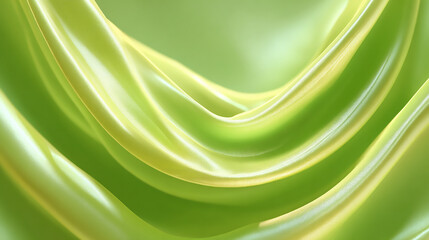 Flowing Iridescent Chartreuse Metallic Aurora Bands Creating a Dynamic Wavy Pattern on a Vibrant Green and Yellow Background