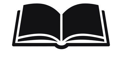 Open book silhouette icon symbolizing knowledge, education, learning, reading, study, wisdom, and information concepts