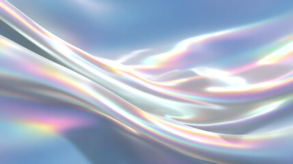 Serene Blue and White Abstract Background Featuring Smooth, Flowing Waves and Iridescent Pearl Metallic Accents Evoking a Calm and Dreamy Atmosphere