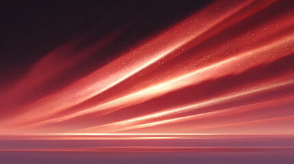 Ethereal Red Metallic Bands Dance Across the Starry Polar Night Sky, Illuminating Soft Clouds and Creating a Dreamlike Atmosphere