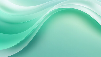 Fototapeta premium The liquid tide smooth, endless layers of mint and bright cyan light, flowing like a serene, gentle current across the pale expanse