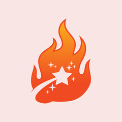 Fire star swoosh logo flame heat hot energy fast dynamic brand icon
