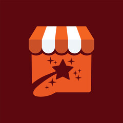 Storefront star swoosh logo shop market retail ecommerce business service brand icon
