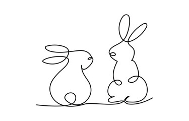 Bunny line art style icon. Rabbit line art icon. Abstract outline rabbit. Continous line drawing Rabbit minimalism style. Easter bunny linear icon. Vector.
