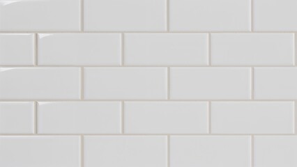 Obraz premium White ceramic tiles with a glossy finish arranged in a brick pattern.