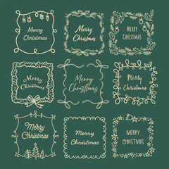 Cute hand drawn seasonal frames, great for christmas stickers, prints, cards, menus - vector design