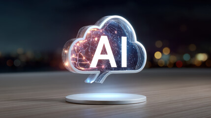 AI cloud network glowing with data connections and modern digital energy