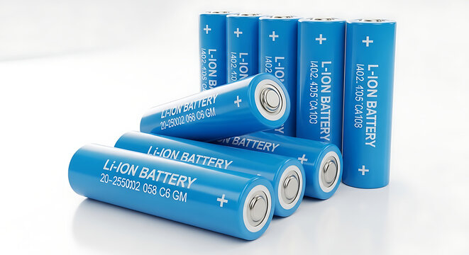 Modern lithium-ion batteries providing sustainable energy storage for electronic devices and power tools, stacked and ready for use in various applications