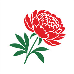 Peony Flower Illustration – Elegant Red Peony Vector Design
