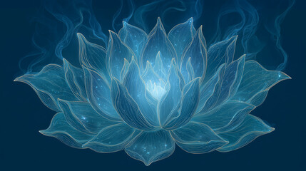 Fototapeta premium vishudda fifth chakra turquoise throat chakra illustration emitting energy and white blue light