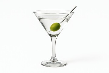 Martini with Olive Isolated on White Background for Cocktail and Beverage Photography