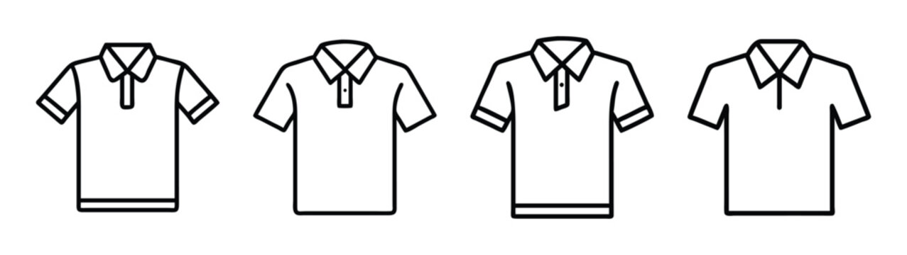 Polo shirt outline vector template collection fashion apparel design illustration graphic set style