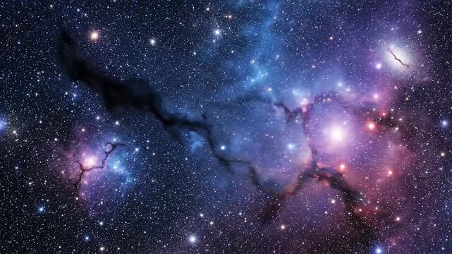 Cosmic nebulae and stars in deep space background with glowing light