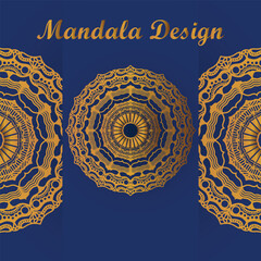 Mandala Design in Gold on Deep Navy Background Elegant Circular Pattern for Luxurious Branding