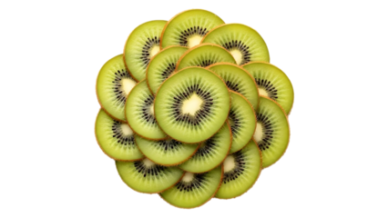 Fresh and vibrant kiwi fruit slices arranged in an eye catching pattern