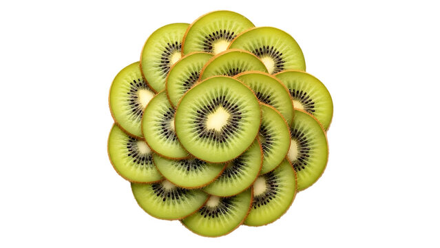 Fresh and vibrant kiwi fruit slices arranged in an eye catching pattern