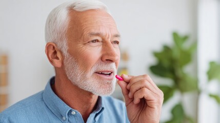 Older man brushing his teeth