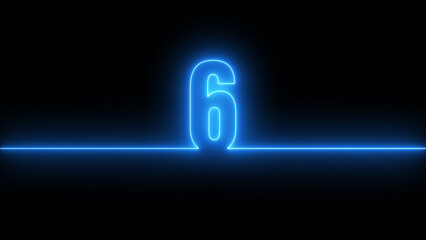 Glowing neon 6 text icon isolated on Black Background